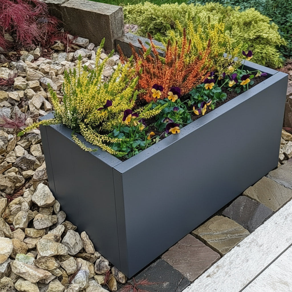 Jardinière Alu Gris Anthracite RAL 7016, 30x30x120cm - sans fond, sans pieds